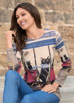 Shirt met "kattenmotief" 