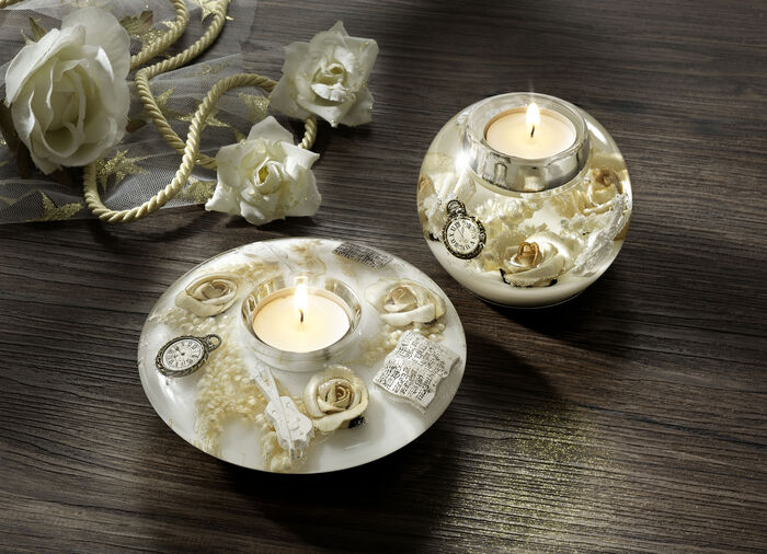 Theelichthouder van mondgeblazen glas van Dreamlight CRÈME-WIT