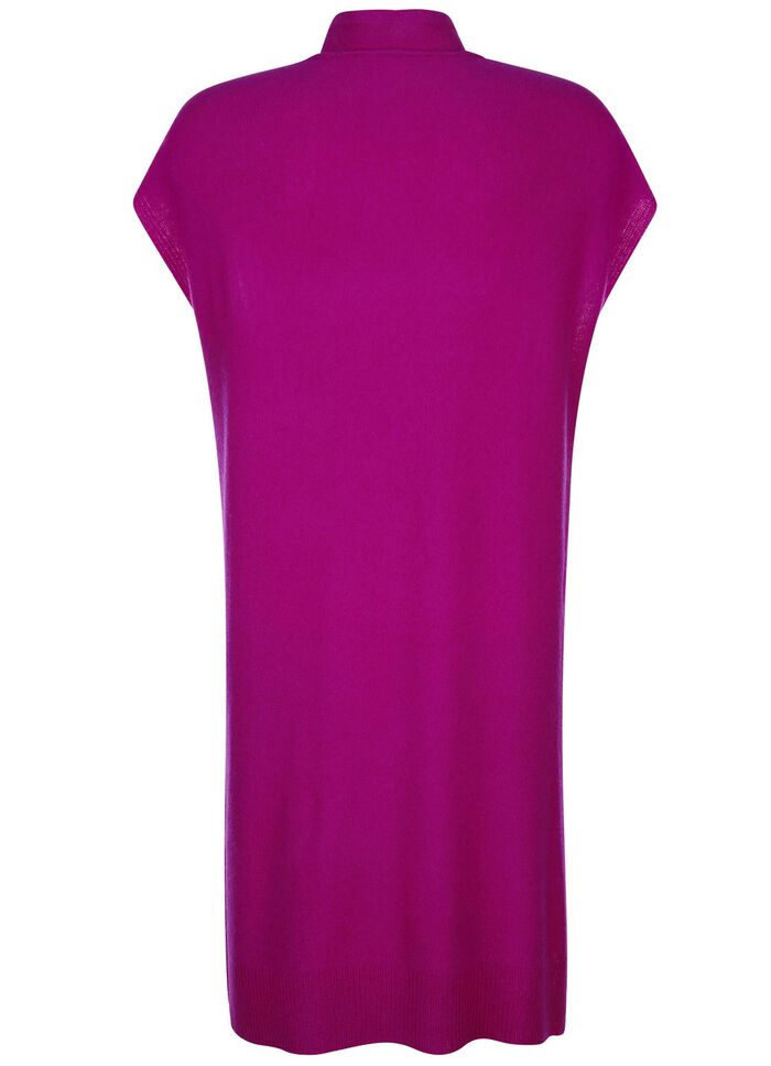 Lang gebreid kasjmier vest CYCLAAM