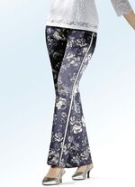 Broek met goudkleurige sierband aan de zijkant ZWART-BEIGE