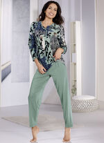 Pyjama met elastische tailleband en knoopsluiting 