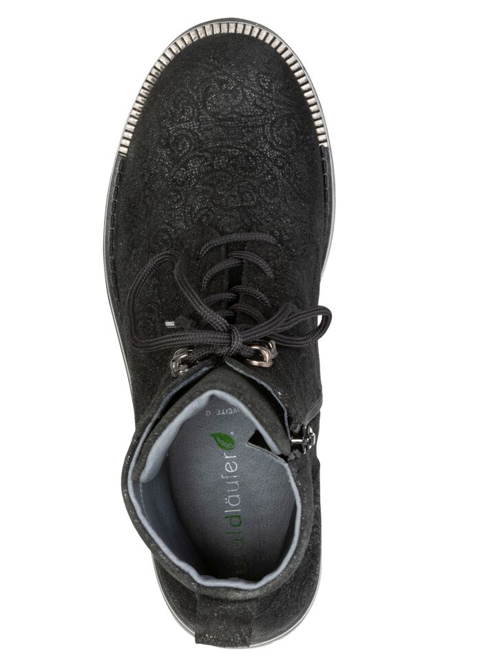 Waldl&auml;ufer, comfortabele dames enkellaarsjes, breedte G, met uitneembaar voetbed ZWART