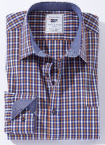 Geruit overhemd "Milano Italy" in 3 kleuren ORANJE-BLAUW GERUIT