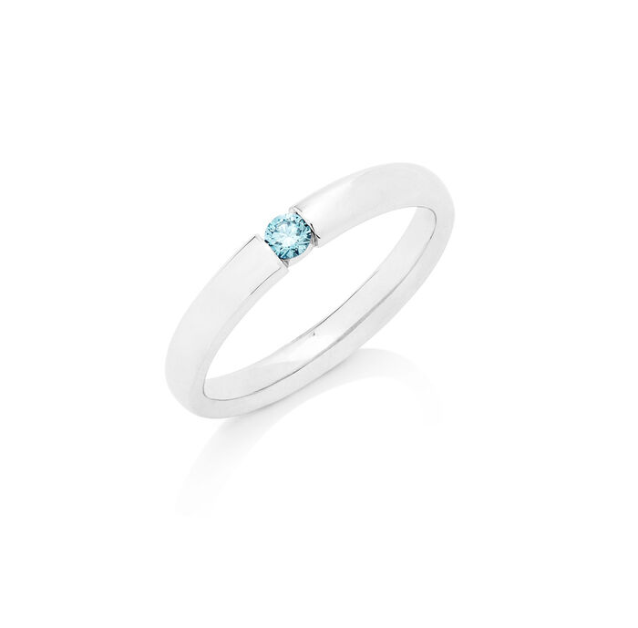 Fijne damesring met diamant BLAUW