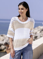 puur katoenen trui BEIGE-WIT