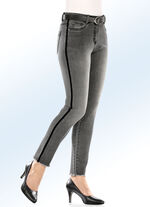 Jeans met trendy fluwelen sierband GRIJS