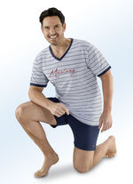 MUSTANG shorty met V-hals, garengeverfd gestreept ontwerp 