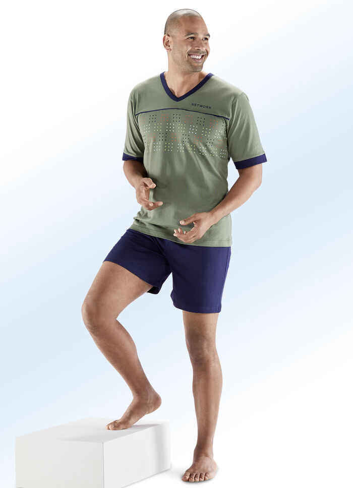 Set van twee shortys met V-hals en geplaatste print 