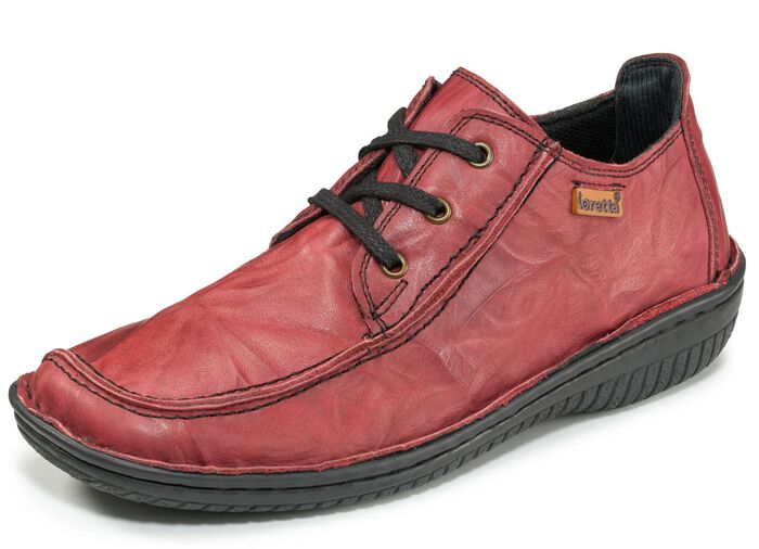 Veterschoen van nappaleer met een gekreukelde structuur BORDEAUXROOD