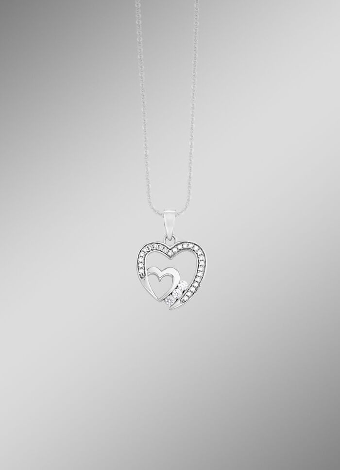Hartvormige hanger met zirkonia 