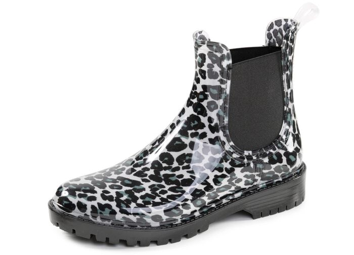 lauragent, trendy regenlaarzen met uitneembare textiel binnenzool ZWART-IJSGRIJS