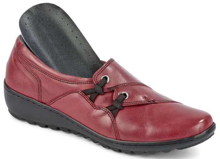 Gemini pantoffels gemaakt van rundnappaleer GRANAATROOD