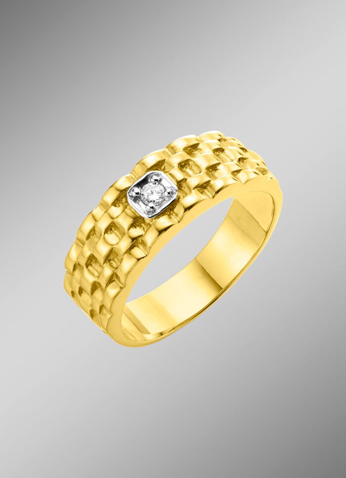 Solide herenring in bicolor met diamant 