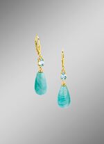 Mooie oorbellen met echte amazoniet en spinel in turkoois 