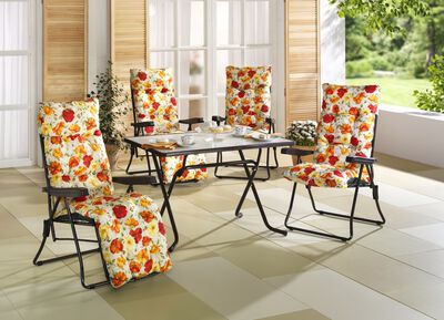 Tuinmeubelen met gelakt stalen buizenframe en veerbekleding 