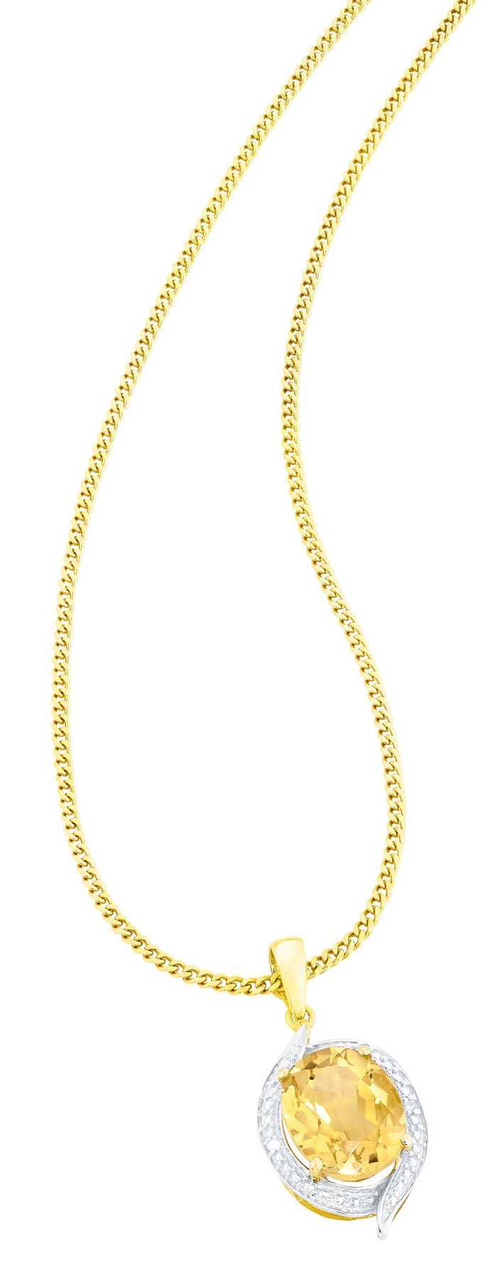 Kettinghanger met echte citrien en diamanten 