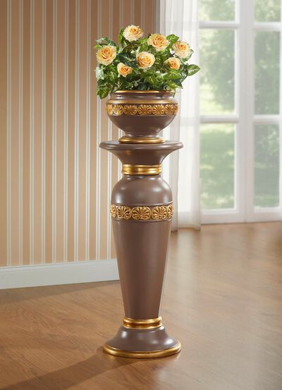 Zuil met plantenbak van Italiaans keramiek 