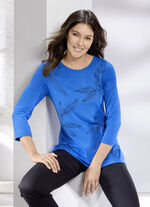 Shirt met geplaatste zwarte opdruk in 2 kleuren KONINKLIJK BLAUW