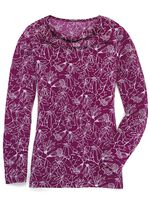 Shirt met watervalhalslijn in 2 kleuren BORDEAUX WIT