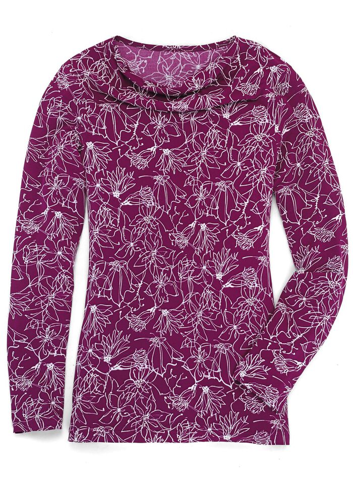 Shirt met watervalhalslijn in 2 kleuren BORDEAUX WIT