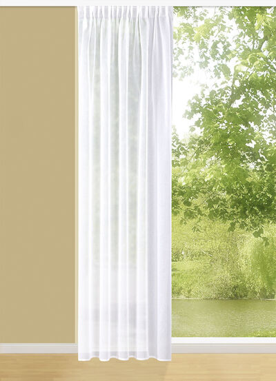 Transparant gordijn in linnenlook 