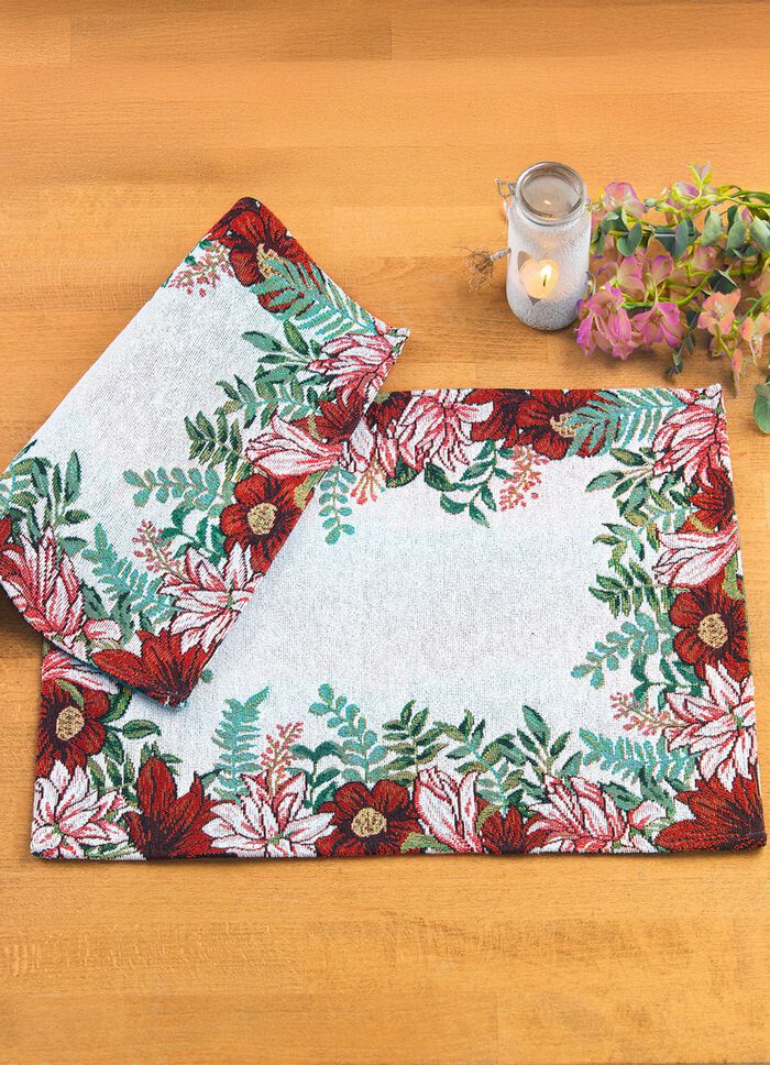 Placemat met bloemenmotief, 2-delige set 