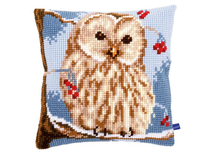 Kruissteekkussen met wintermotieven MULTICOLOR