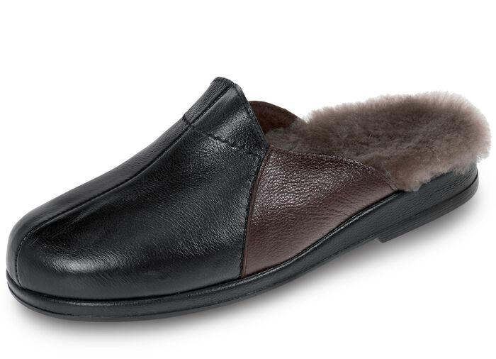 Gevoerde herenpantoffels met lamsvacht 