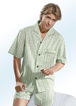 Shortama, nonchalant model en doorlopende knopen van geweven stof. LINDENGROEN-MEERKLEURIG