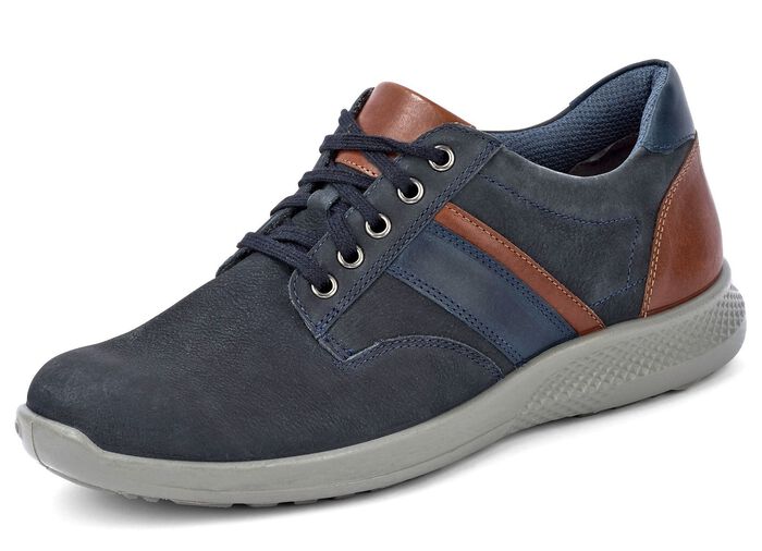 GINO GALANTE, comfortabele heren veterschoenen, breedte K, met uitneembaar voetbed MARINE-COGNAC