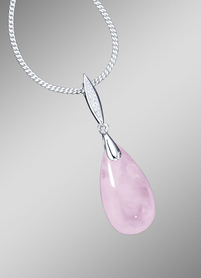 Kettinghanger met schakelketting en echte rozenkwarts 