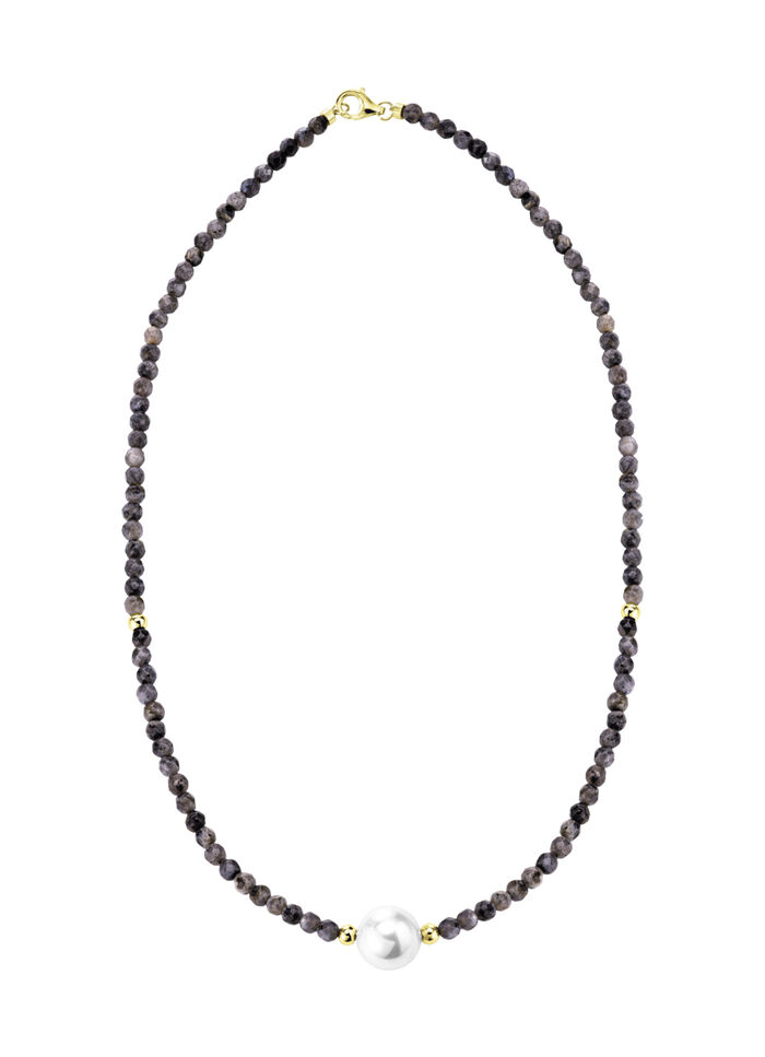 Ketting met parelglans en edelsteenglans 