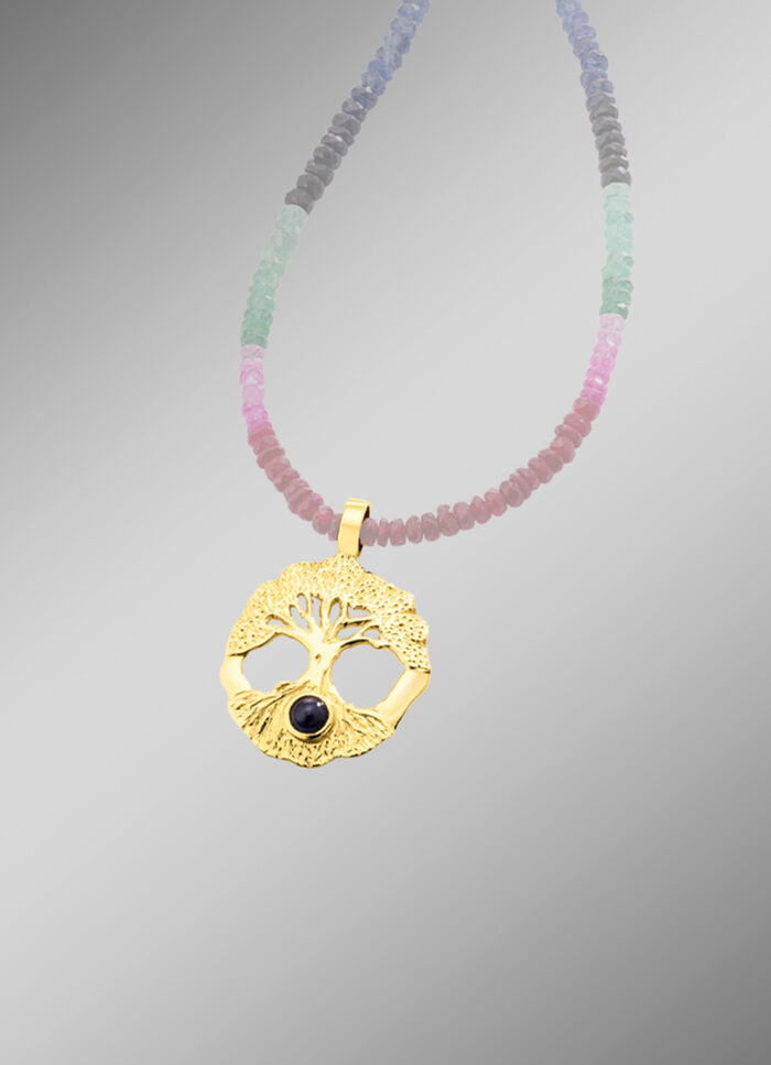 Levensboom hanger met echte saffier