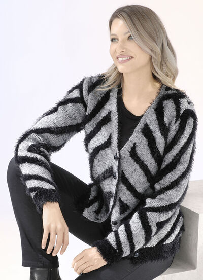 Vest met garen met harig effect 