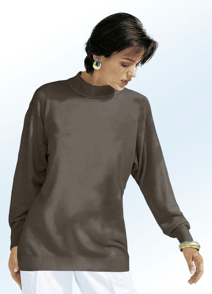 Pullover met combi-wolzegel MOKKA