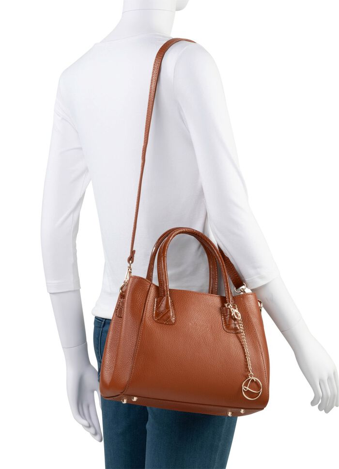 Laurina tas van generfd kalfsnappa leer COGNAC