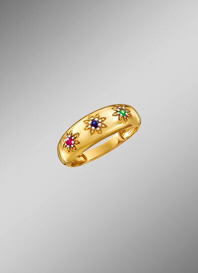 Damesring met echte edelstenen in sterrendesign 