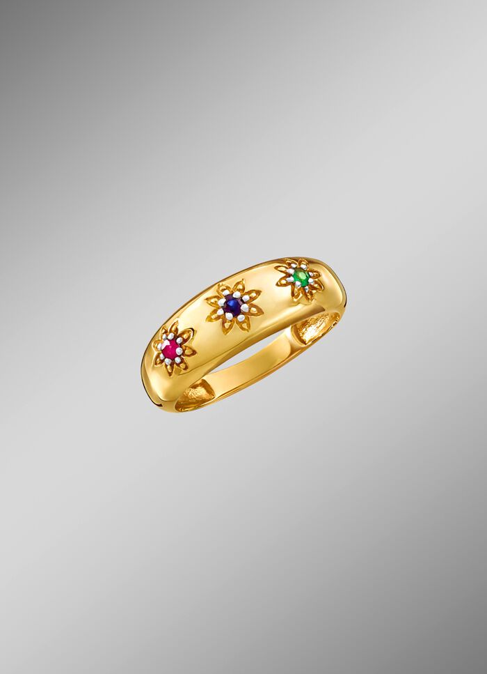 Damesring met echte edelstenen in sterrendesign 