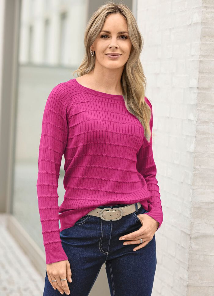 Trui in een mix van patronen FUCHSIA