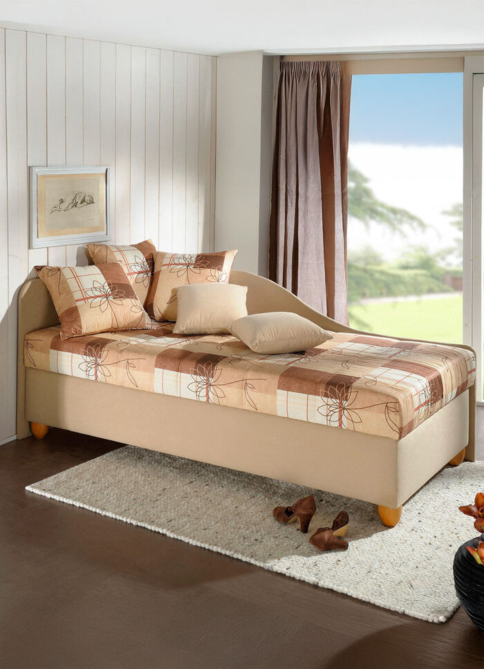 Studio ligbed met zijdeel dat rechts of links opgesteld kan worden BRUIN-BEIGE