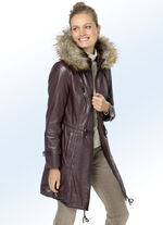 Leren jas met extern taillekoord 