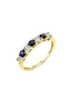 Damesring met echte saffier en diamanten 