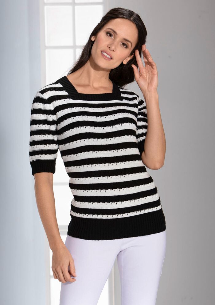 Trui met strepenmotief MARINE-WIT