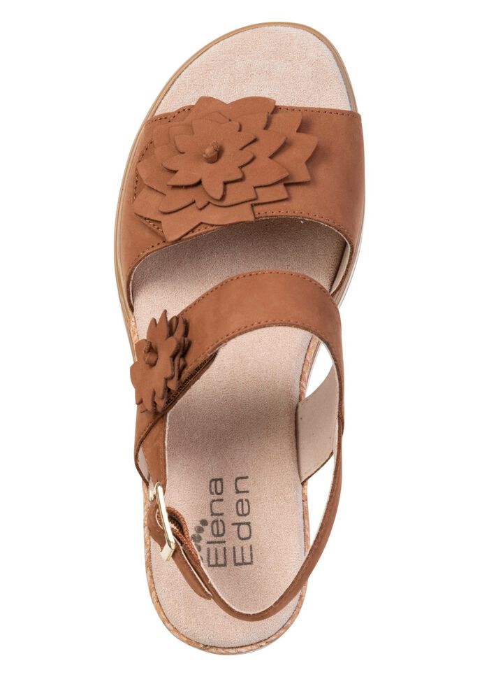 ELENA EDEN, lichte damessandalen, breedte G, met klittenbandsluiting COGNAC