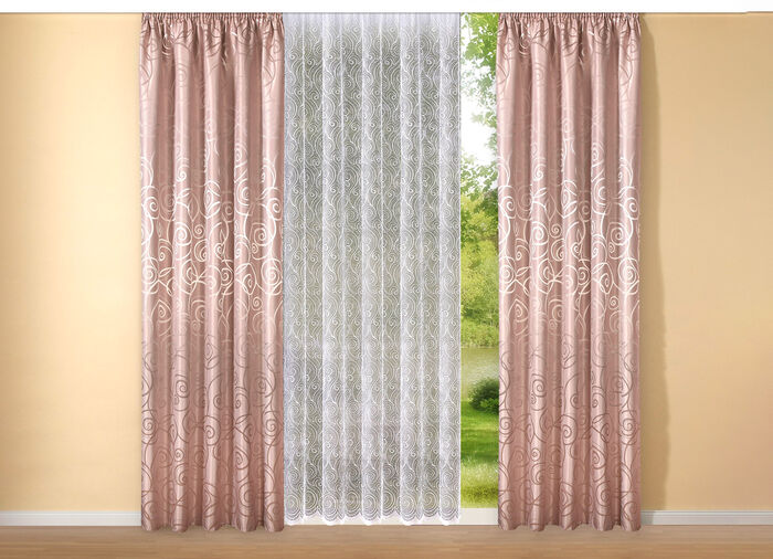 Jacquardgordijn met gebogen uiteinden 