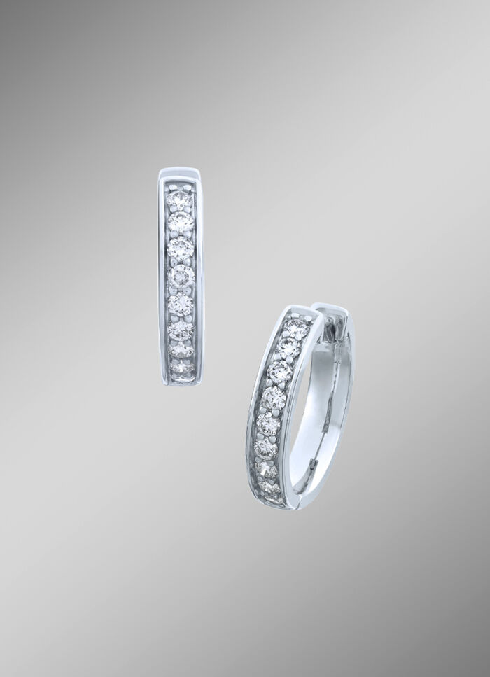 Creoolse oorbellen van platina, met loepzuivere briljanten 