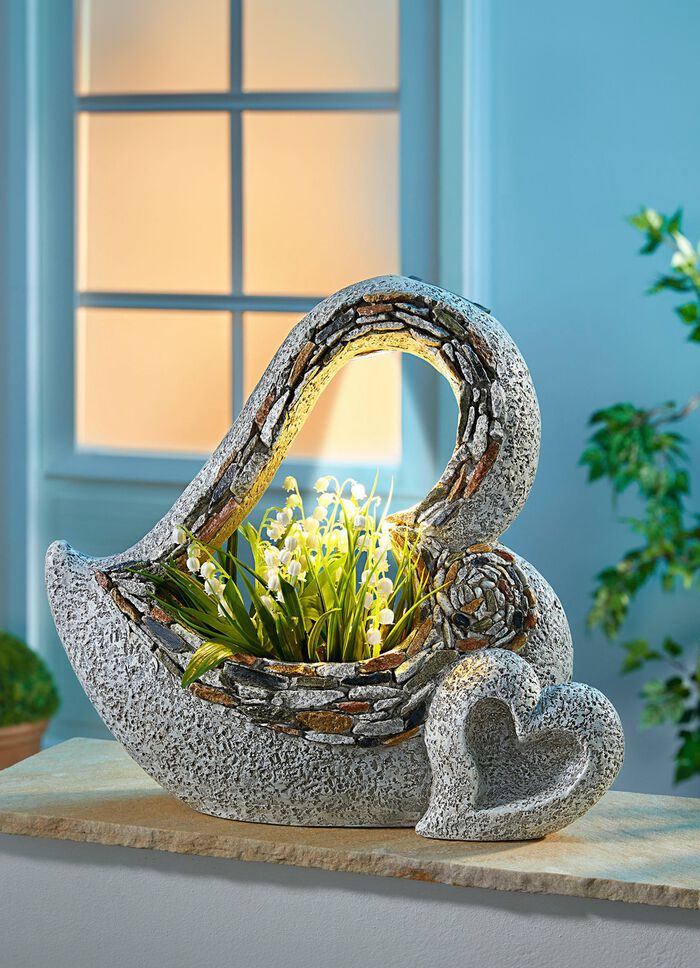 Solar plantenbak dubbel hart met LED verlichting 