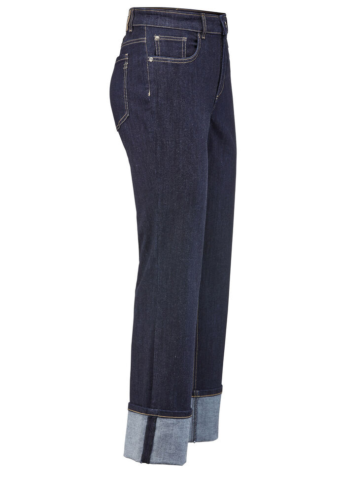 Magische jeans met oprolbare manchetten DONKERBLAUW