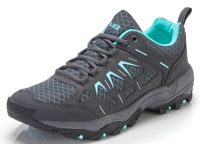 Veterschoen van luchtig textiel en synthetisch materiaal GRIJS-TURQUOISE