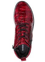 Waldl&auml;ufer veterlaarzen van elegant lakleer met krokodillenreli&euml;f ROOD